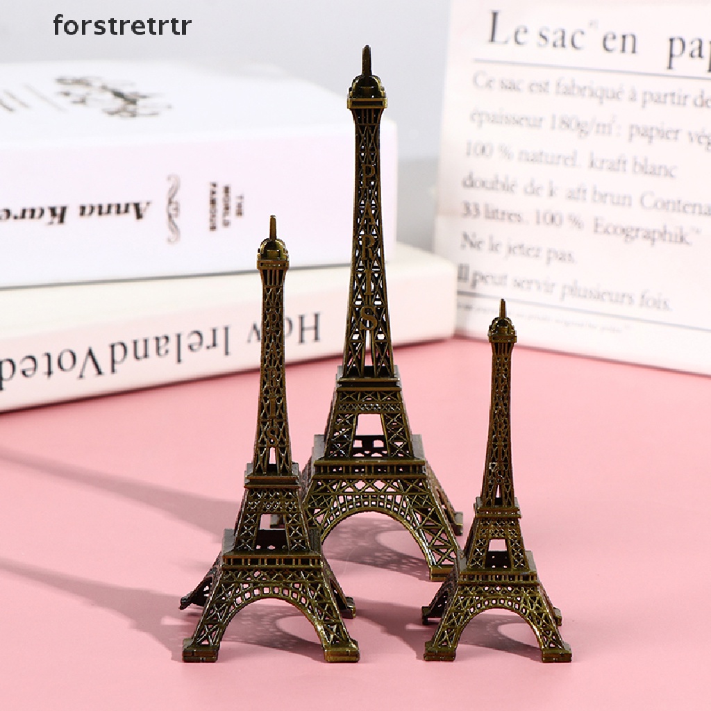 Mô hình tháp Eiffel bằng kim loại đồng phong cách Paris cổ điển trang trí nhà cửa tùy chọn kích thước