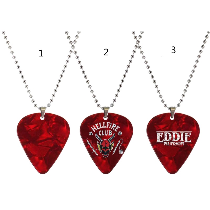 Vòng cổ Chuỗi Hạt Kim Loại Mặt Hình Đàn Guitar Màu Đỏ Thời Trang Cho Nữ