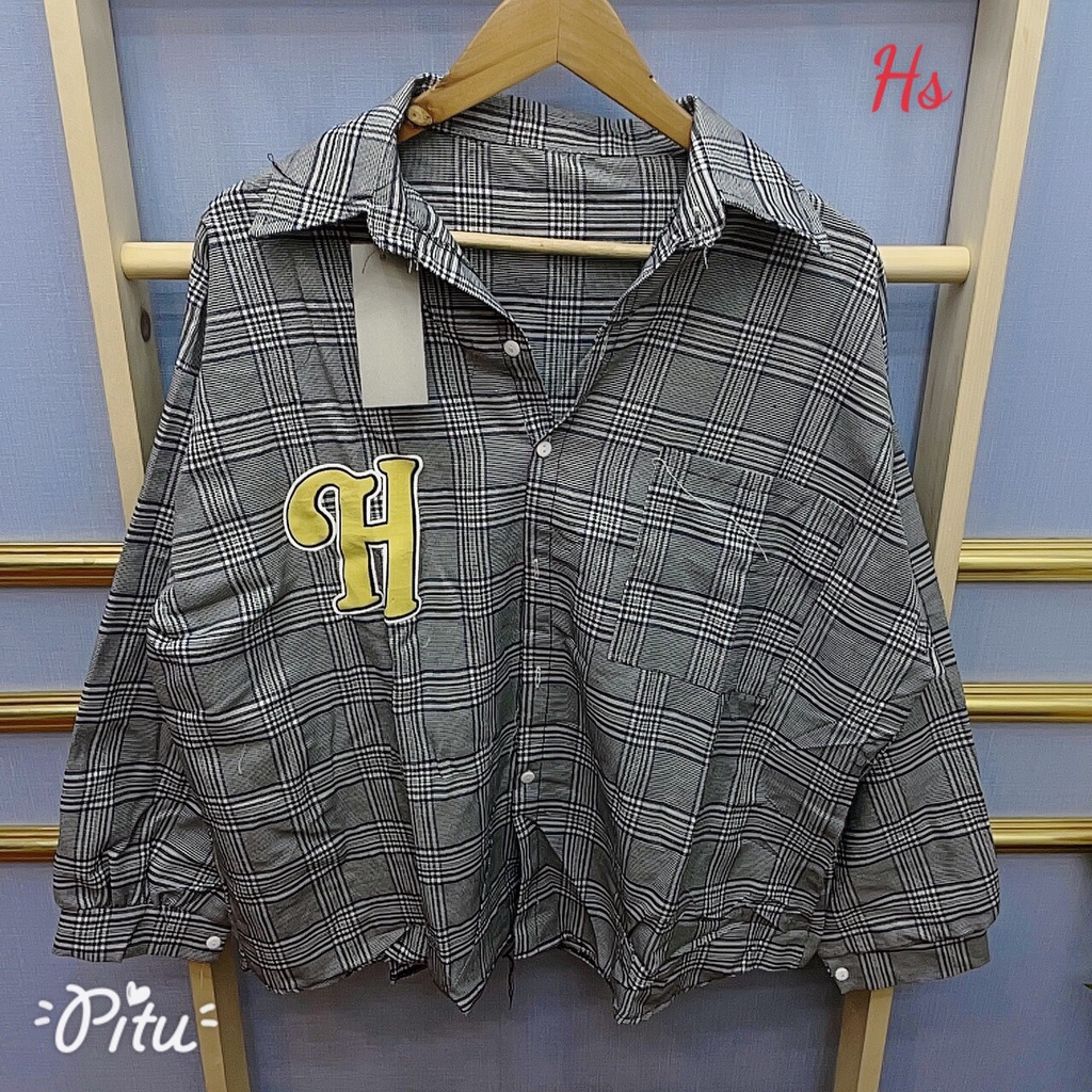 Áo sơ mi kẻ unisex form rộng cá tính YCTSHOP 000548