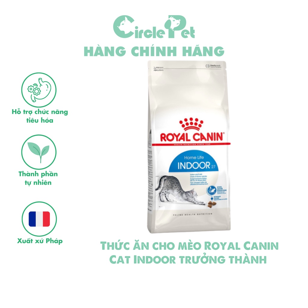 Thức Ăn Cho Mèo Royal Canin Cat Indoor Cung Cấp Dinh Dưỡng Hỗ Trợ Tiêu Hóa Túi 400g/2kg - Circle Pet