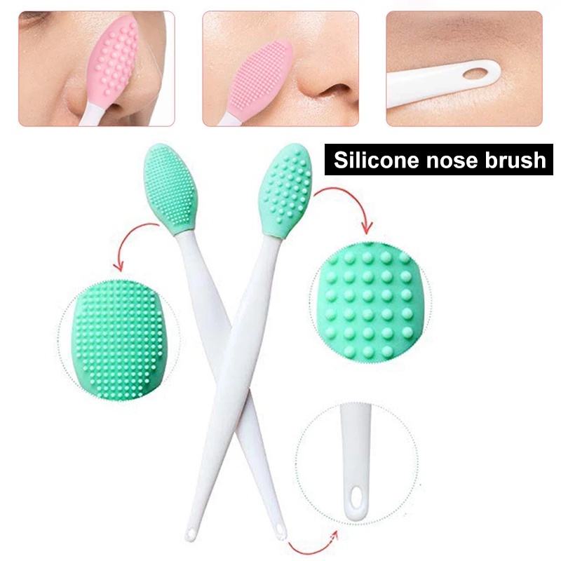 1 Cọ Rửa Mặt Silicon Mềm Hai Mặt Làm Sạch Mụn Đầu Đen Cầm Tay Màu Sắc Ngẫu Nhiên