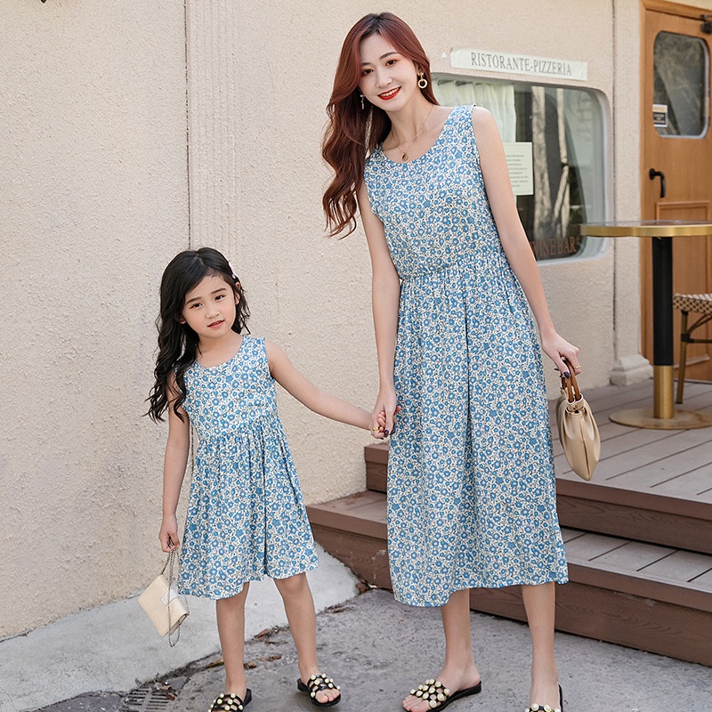 Đầm Dài Không Tay Bằng Vải Cotton Lụa Mỏng 100-175cm Dành Cho Mẹ Và Bé Đi Biển