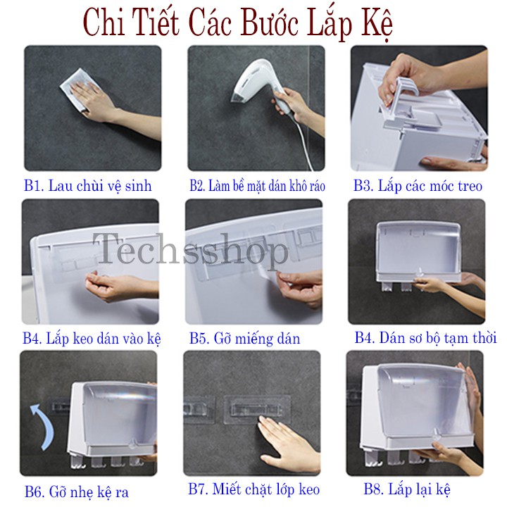 Kệ nhà tắm dán tường để bàn chải có nắp đậy kèm theo ly - Hộp để đồ đa năng KNT-8001