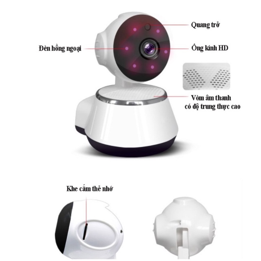 Camera An Ninh Xoay 360 - Không Điểm Chết - Kết Nối Wifi - Xem Từ Xa - Đàm Thoại 2 Chiều - Phát Hiện Chuyển Động