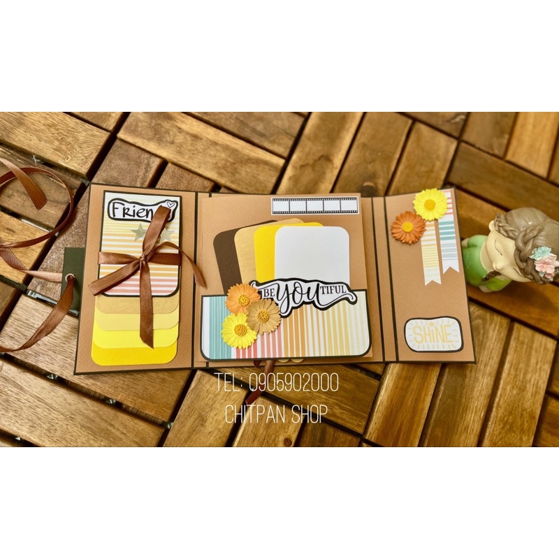 Scrapbook - album dán ảnh handmade- 15x15cm- dán 15 ảnh 6x9cm