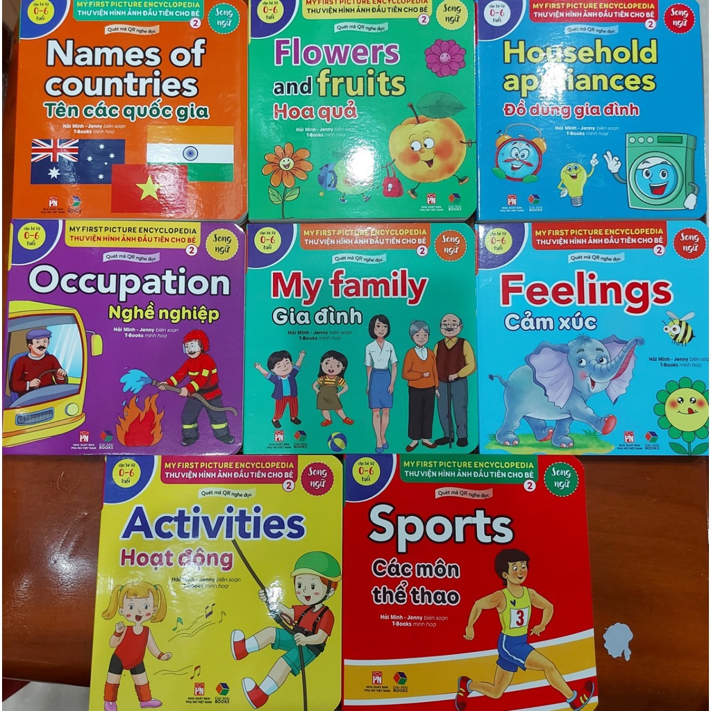 Sách - Combo hộp 8 cuốn ,Thư viện hình ảnh đầu tiên cho bé ( song ngữ ) tập 2 + mã QR nghe đọc Mcbooks