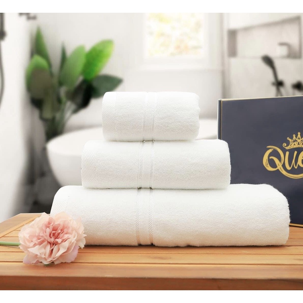 Bộ 3 khăn tắm [SET SANG TRỌNG] Thấm hút, Cotton dày dặn, 1 khăn mặt, 1 lau đầu, 1 tắm 60x120cm