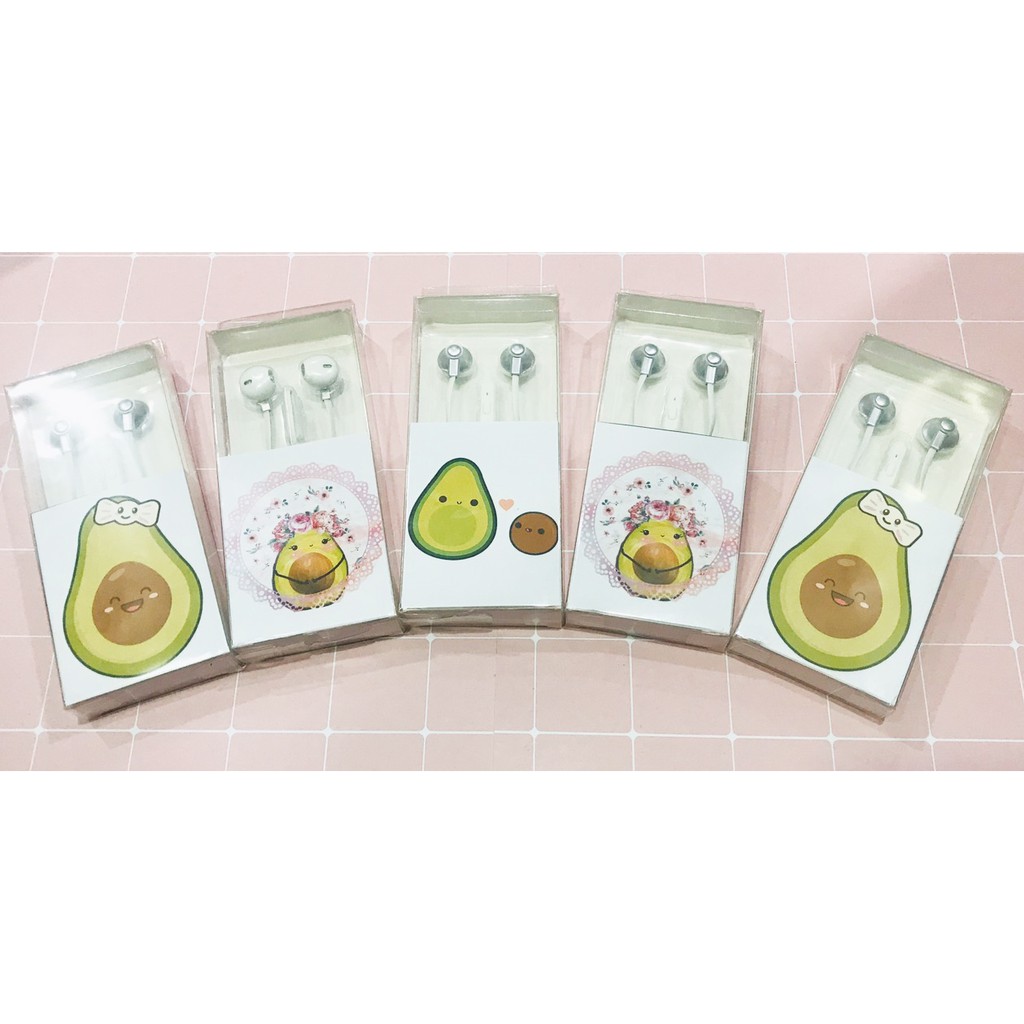 tai nghe quả bơ avocado TNGI6 tai nghe dán cute tai nghe dễ thương