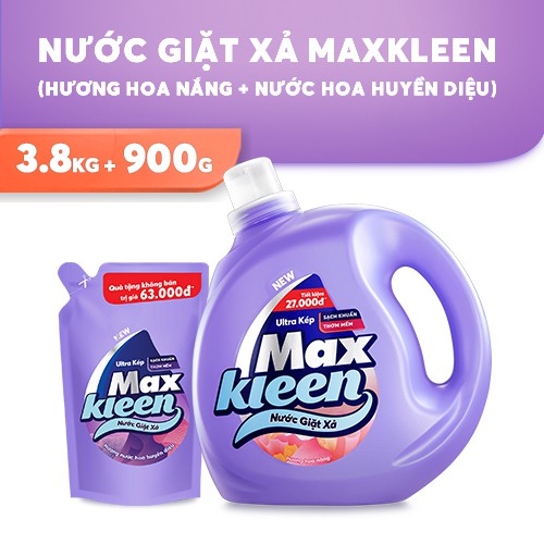 Combo chai nước giặt xả maxkleen 3.8kg + túi nước giặt xả 900g - ảnh sản phẩm 3