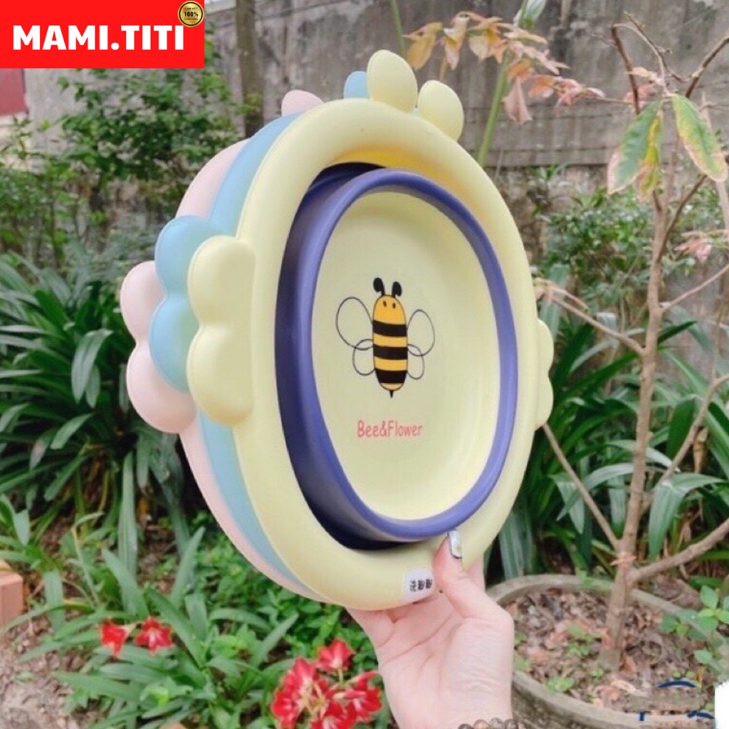 Chậu rửa mặt gấp gọn, [ SILICON ] CHẬU RỬA MẶT GẤP GỌN HÌNH ONG CHO BÉ