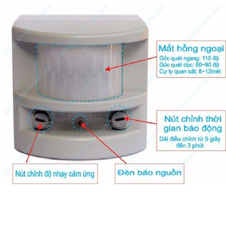 Thiết bị chống trộm gia đình hồng ngoại chuyển động DECOM HT1A, đế xoay 360 độ.