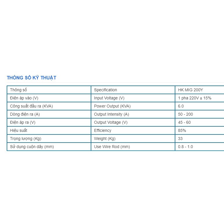 Máy hàn MIG Inverter Hồng Ký 200A 220V - Model HK-MIG200Y