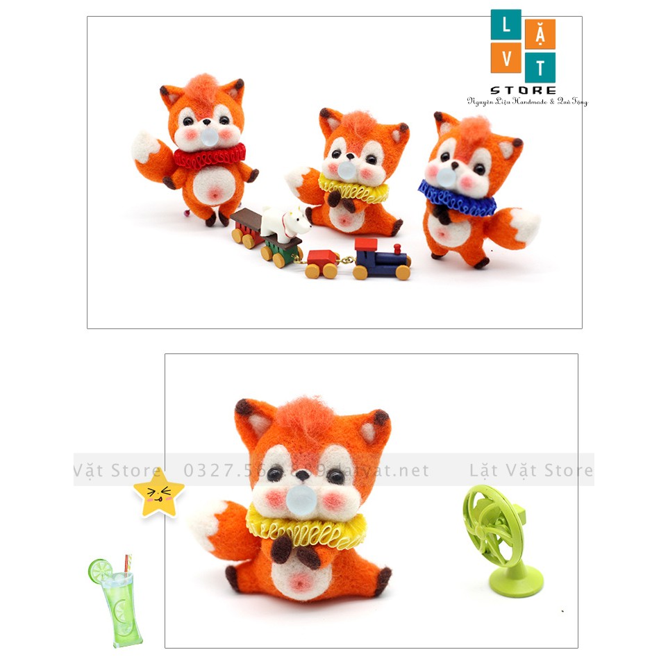 [MỚI] Cáo Con Cute bằng len chọc siêu Cute Có hướng dẫn, Quà Tặng Handmade, DIY, Needle felting Fox