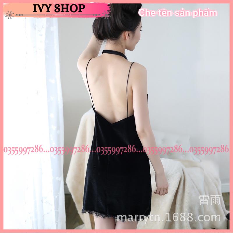 Váy Ngủ Nhung Sườn Xám Sexy - VN Nhung SXN1750 - Ivyshop