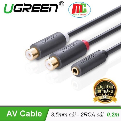 Cáp Chuyển Đổi Jack 3.5mm Âm sang 2 Đầu RCA Âm Ugreen 10562 - Hàng Chính Hãng