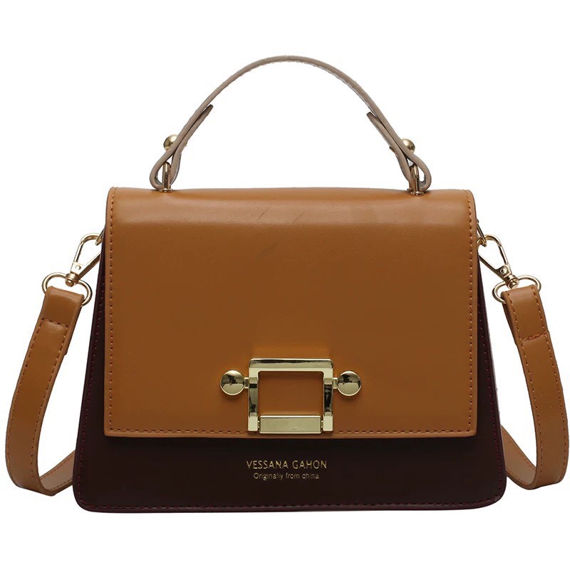 Túi xách tay nữ có đeo chéo thời trang size 22x17x9cm phối 2 màu