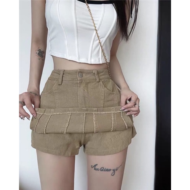 Quần short thô giả váy minizip cut out vạt bên the.sweaterweather TSW