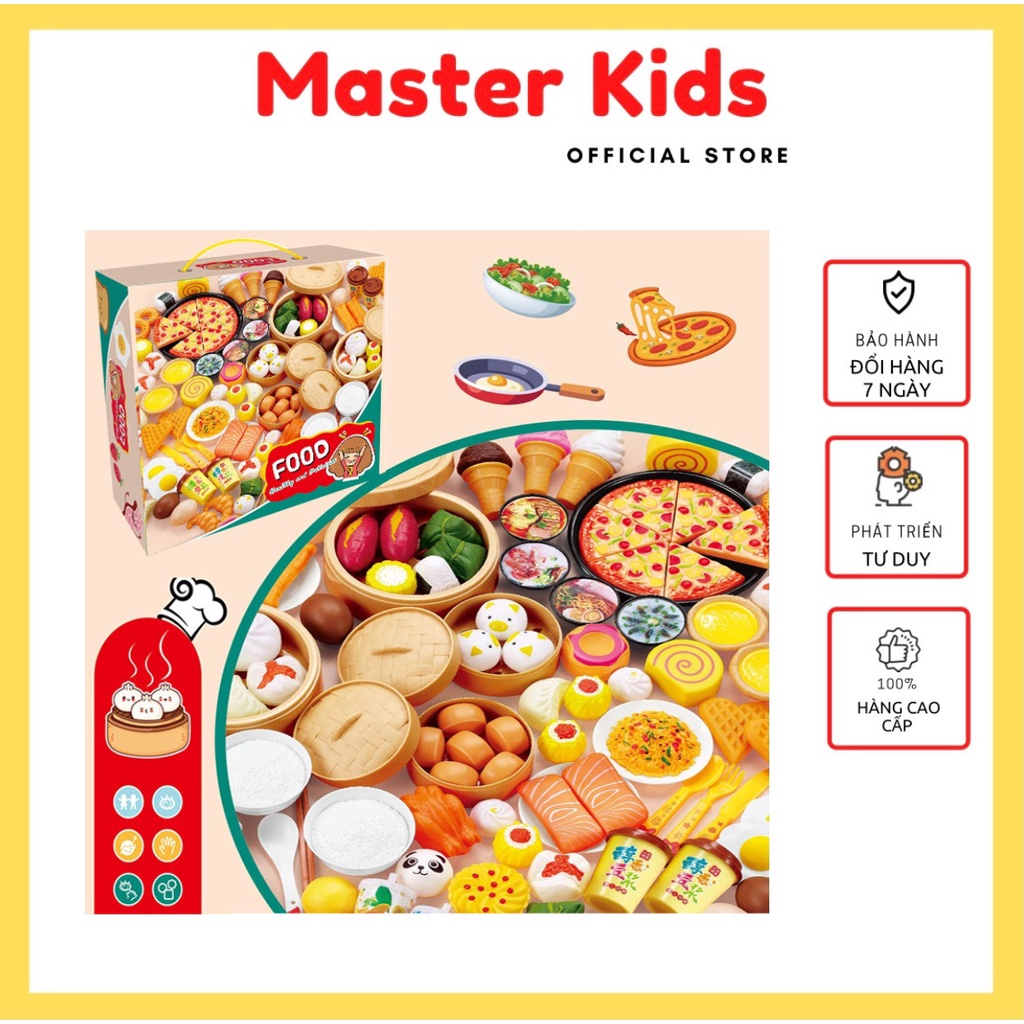 Set đồ chơi nấu ăn mô phỏng đồ dùng nhà bếp 88 chi tiết cho bé Master Kids