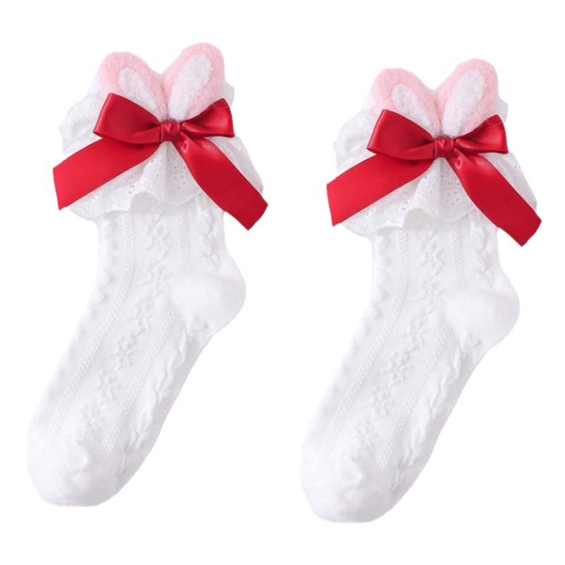 Youyo Vớ Lolita Mắt Cá Chân Phối Ren Đính Nơ Họa Tiết Hoa Ngọt Ngào Phong Cách Nhật Bản Cho Nữ