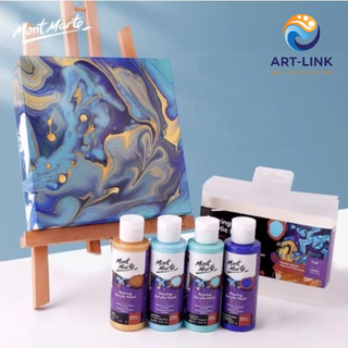 Set màu đổ pouring acrylic mont marte 4 màu x 60ml - 7 chủ đề màu khác nhau