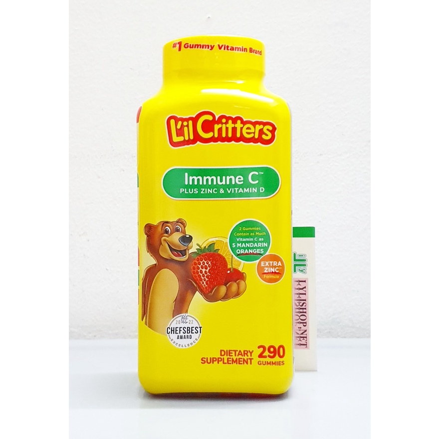 Kẹo dẻo bổ sung vitamin C và tăng sức đề kháng Immune C chai 290 viên hãng L’il Critters từ Mỹ