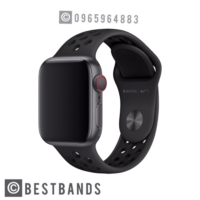 Dây cao su Nike cho Apple watch- hàng hãng bóc máy (Anthracite/Black )