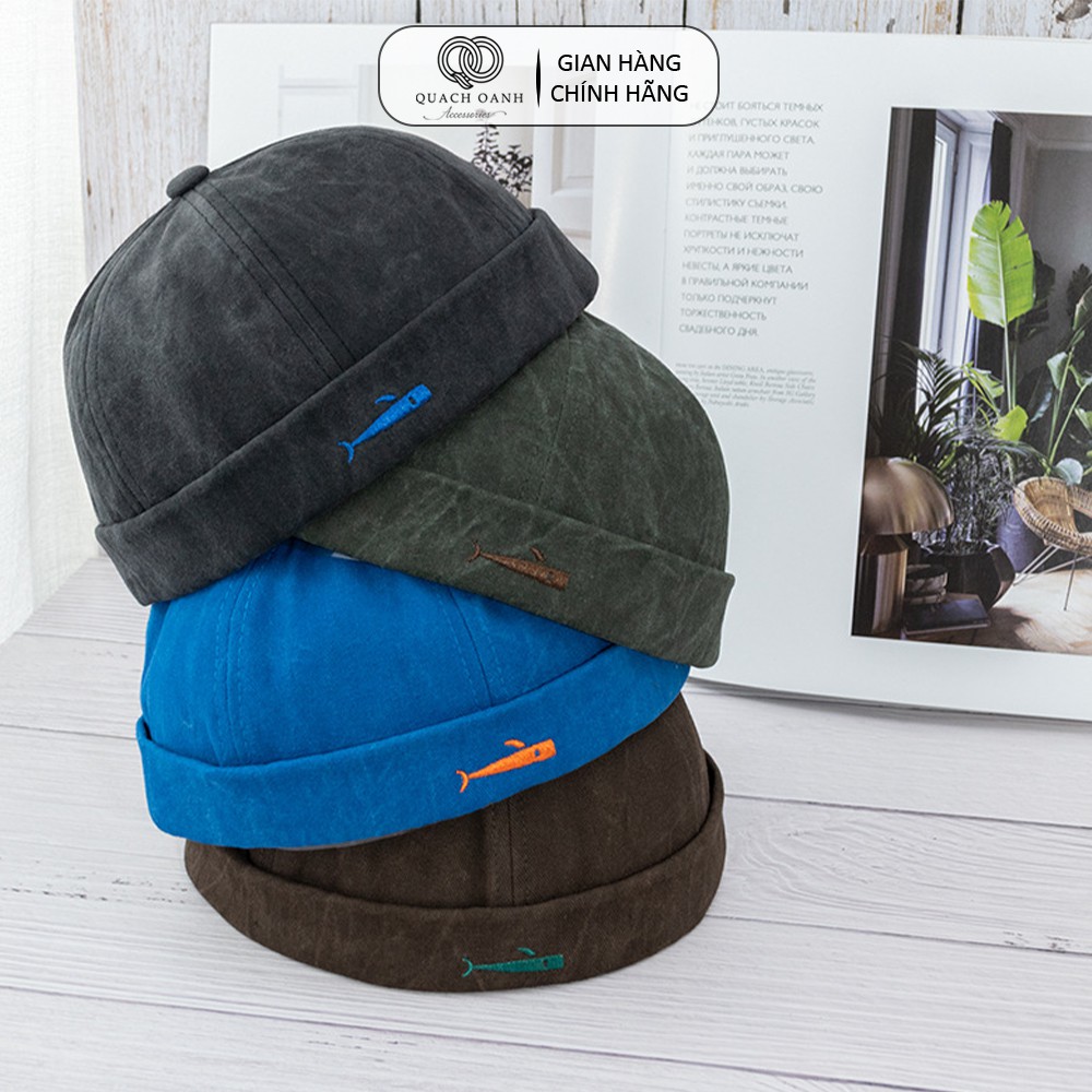 Mũ quả dưa địa chủ beanie unisex QO ACESSORIES không vành họa tiết cá MU61