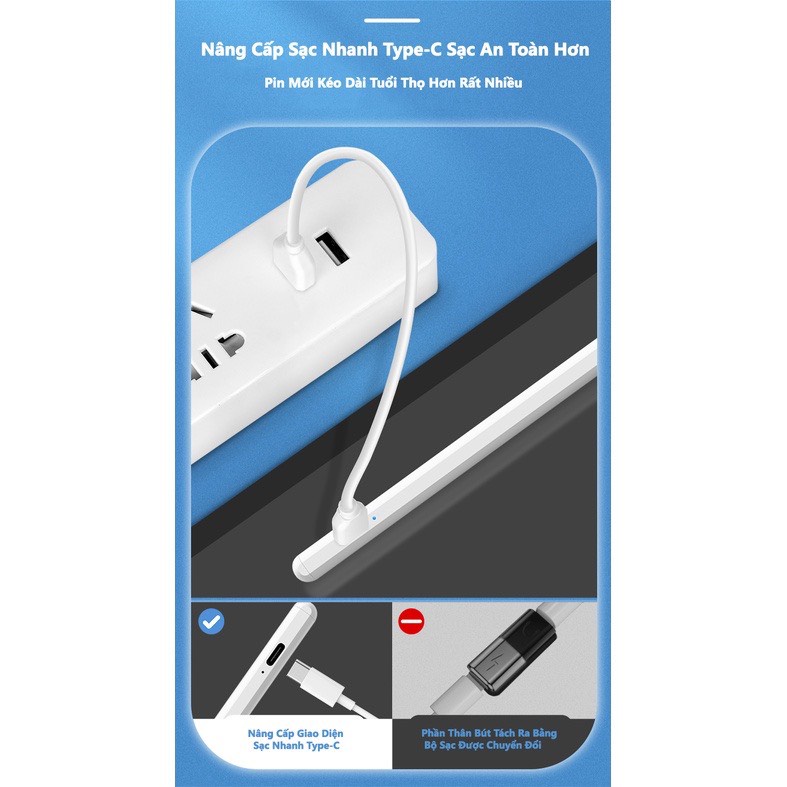 Bút Cảm Ứng Mẫu Pencil Gen 2 Cho iPad, Chức Năng Chống Chạm, Nét Nghiêng, Từ Tính Hút Chạm