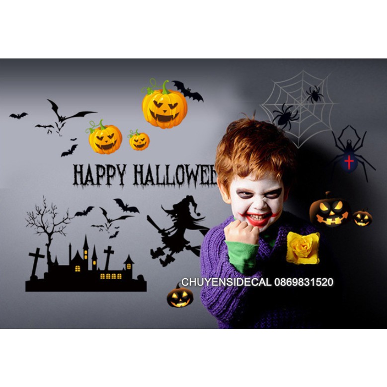 Decal trang trí tường Halloween - Thành Phố Nhí Bí Đỏ