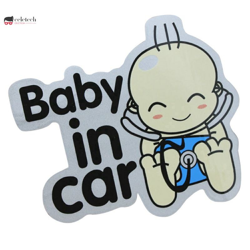 Decal dán trang trí xe hơi Baby In Car hoạt hình siêu đáng yêu 💢Hàng loại 1💢