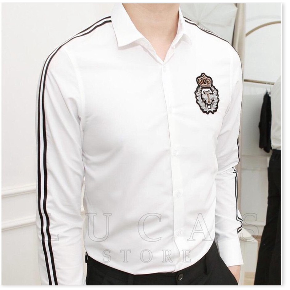 Áo sơ mi nam trắng cổ họa tiết thời trang hot nhất &lt;3, HP