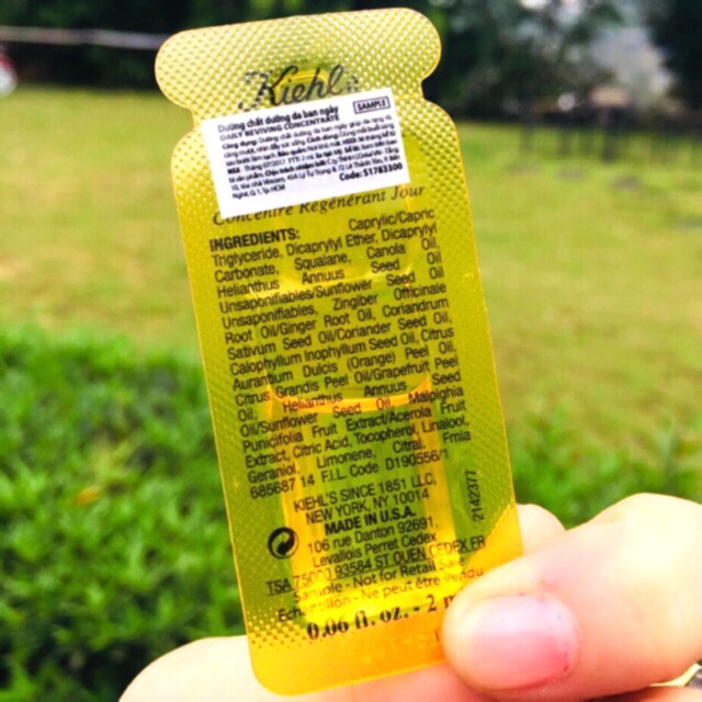 Vỉ Serum Tái Tạo, Bảo Vệ Da KIEHL'S Daily Concentrate Ban ngày 2ml