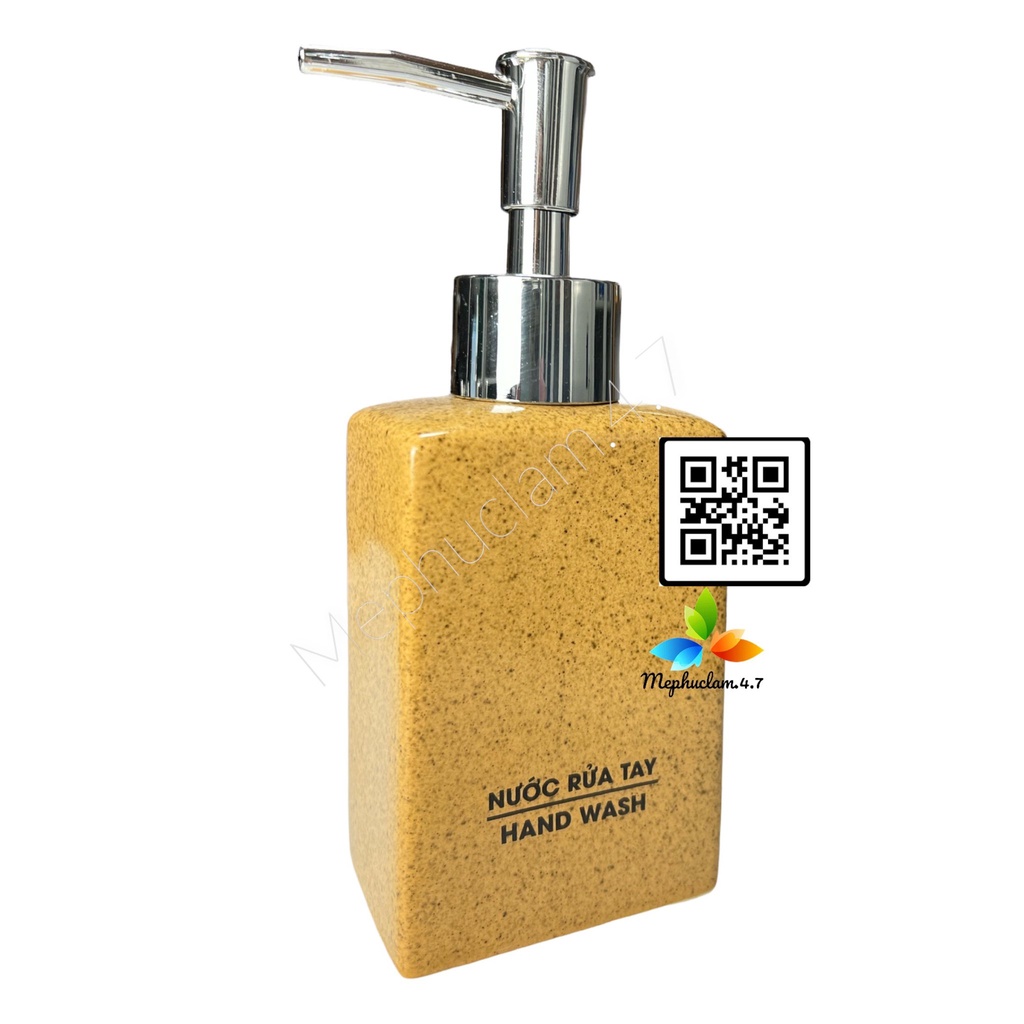 Bình gốm sứ đựng dầu gội, sữa tắm, nước rửa tay, cốc đánh răng men vàng dáng chữ nhật cho khách sạn,resort, homestay,..
