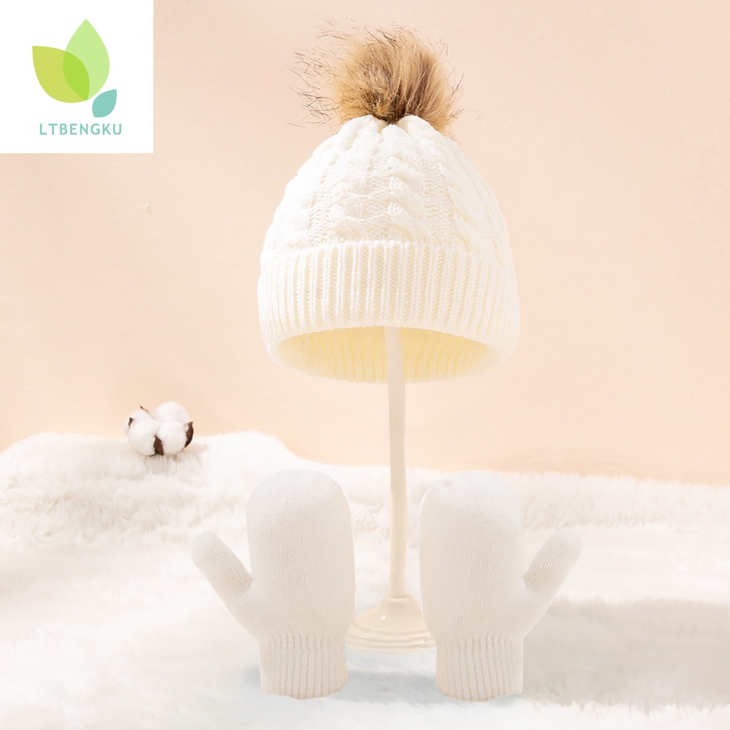 Set mũ len và khăn choàng cổ và găng tay mềm mại chống gió cho bé