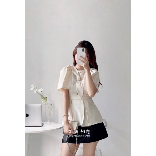 Pandora Top 🌸 Áo chất text đính nơ tiểu thư chất mặc hè (Lưu ý mô tả sản phẩm) | BigBuy360 - bigbuy360.vn