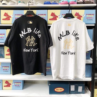 Áo Thun Tay Lỡ MLB LIKE Unisex (Trắng/Đen)