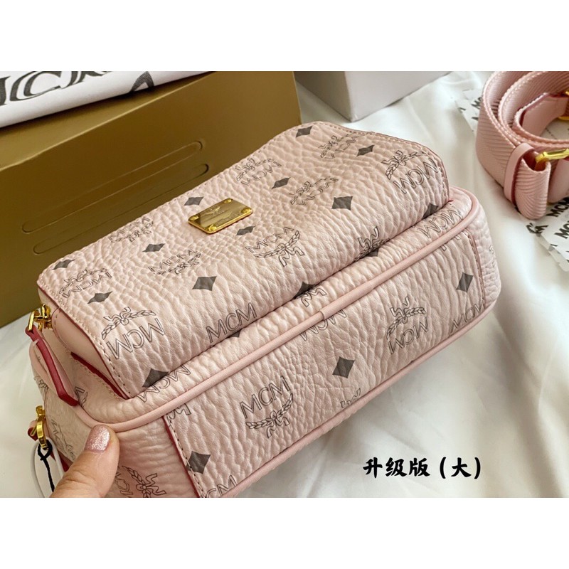 Túi đựng máy ảnh da in logo dây đeo to bằng vải MCM