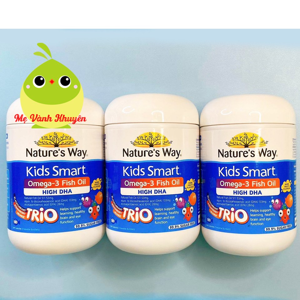 Kẹo mềm bổ sung dầu cá cho bé Nature’s Way Kids Smart Bursts Omega-3 Fish oil Trio, Úc (60v/180v)