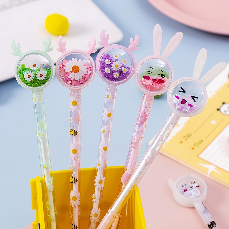Combo 5 chiếc Bút bi bước KIM TUYẾN tai thỏ, hươu ngộ nghĩnh cho bé