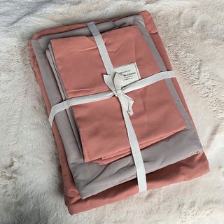 Sét chăn ga cotton tici cao cấp màu cam đất phối be(ảnh thật cuối)