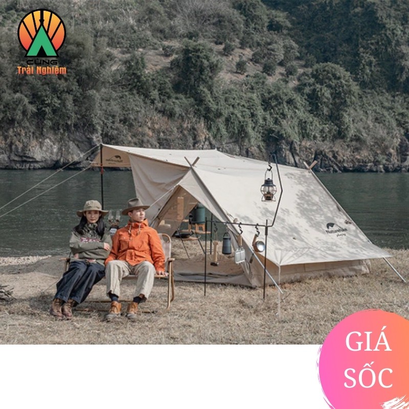 Bộ Lều Dã Ngoại Cắm Trại Cotton Thiết Kế Hình Chữ A Glamping Extend 4.8 NatureHike Chống Nắng NH20ZP011