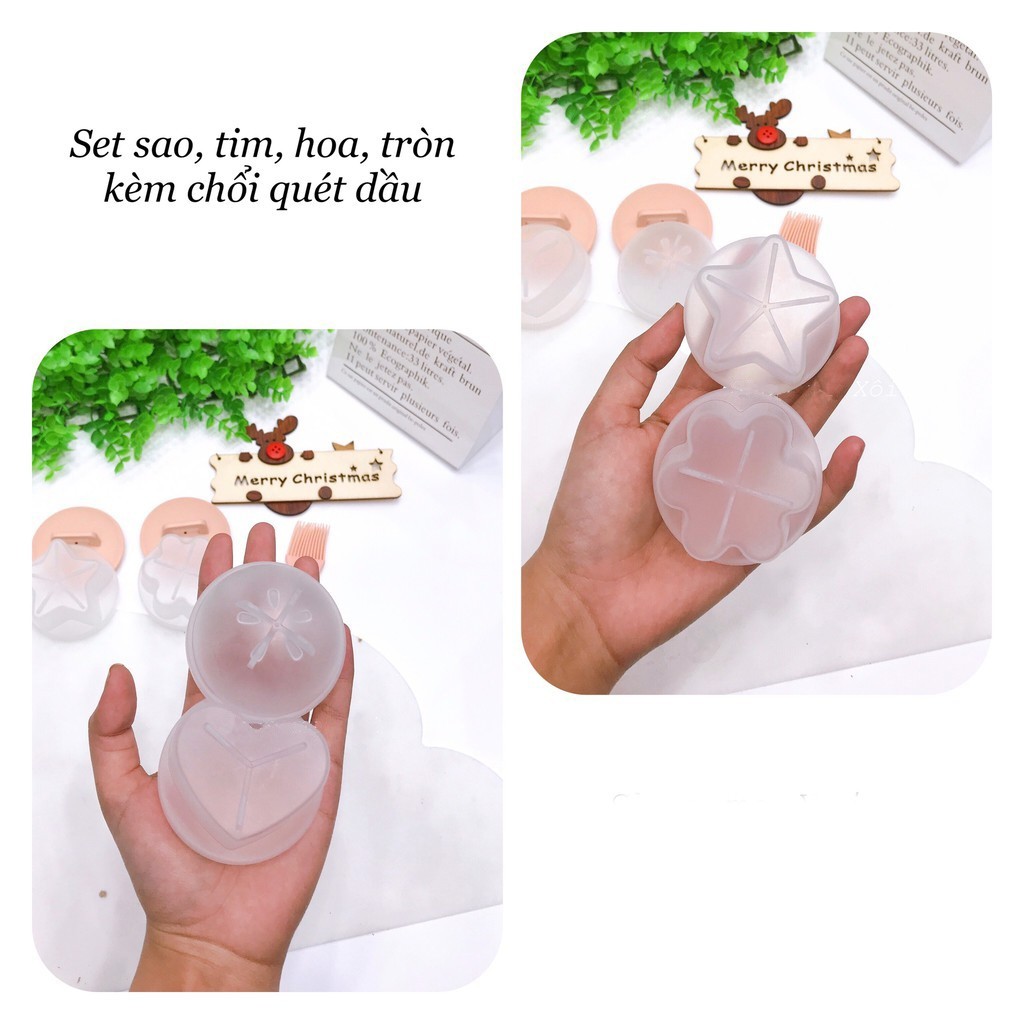Khuôn hấp trứng , làm bánh cho bé ( bộ 4 khuôn tặng kèm chổi silicon quét dầu )