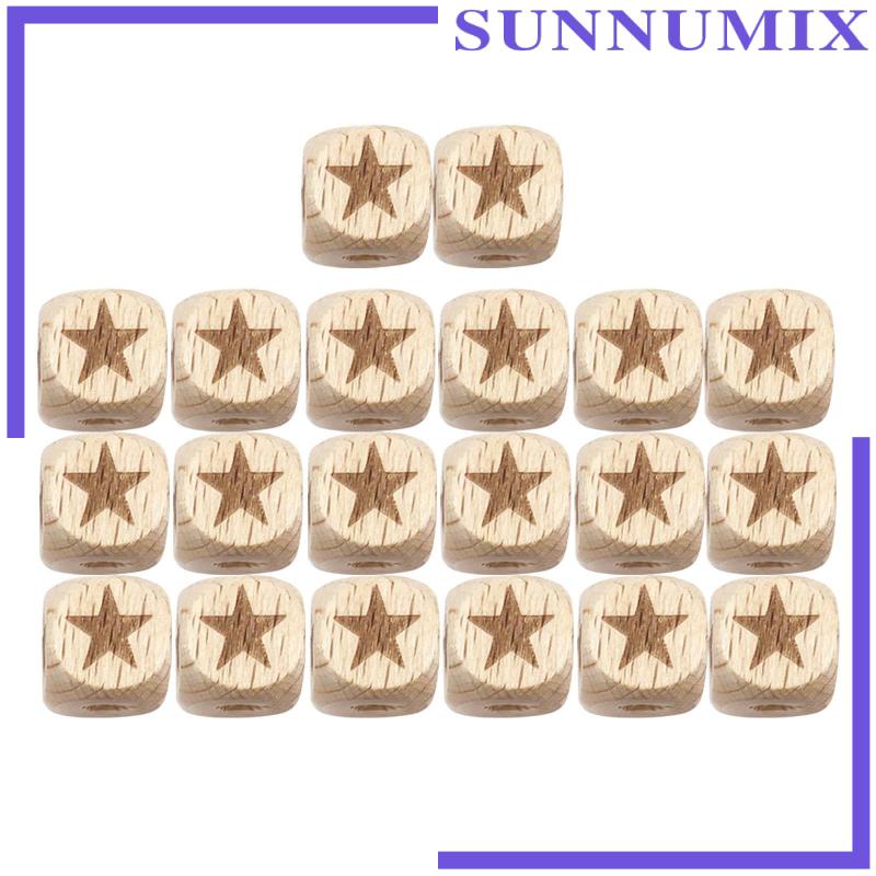 Set 20 Hạt Gỗ Vuông Lỗ Lớn Làm Trang Sức Thủ Công