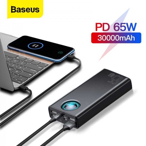 Pin sạc dự phòng công suất cao 65W sạc nhanh PD QC3.0 dung lượng Pin 30000mAh có LED