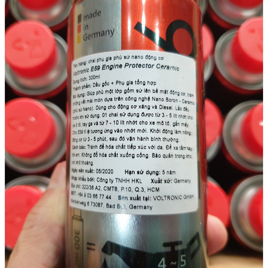 Phụ gia nhớt Voltronic E59 - Phủ Ceramic bảo vệ động cơ 300ml