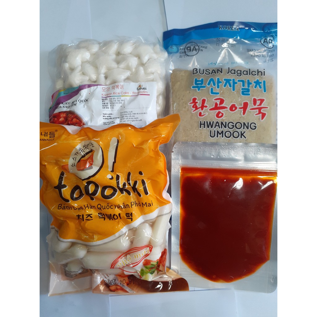 combo 500g bánh gạo sao tim+ 500g bánh phô mai+ 450g chả cá+100g sốt