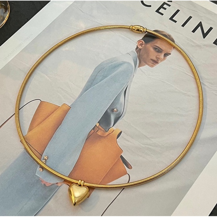 Kiềng Cổ Dây Chuyền Hình Trái Tim Titan Ko Han Rỉ TT 4361