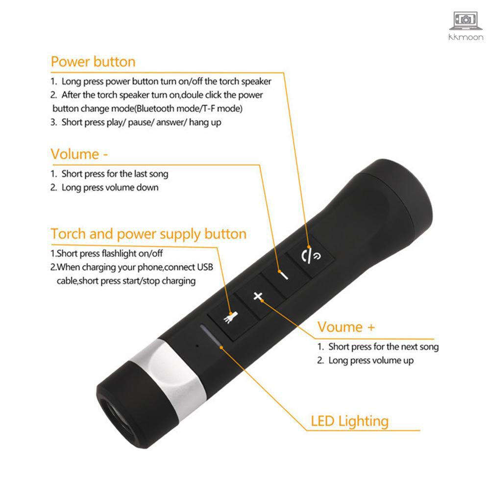 Loa Bluetooth Chống Nước Kiêm Đèn Pin 1200mah