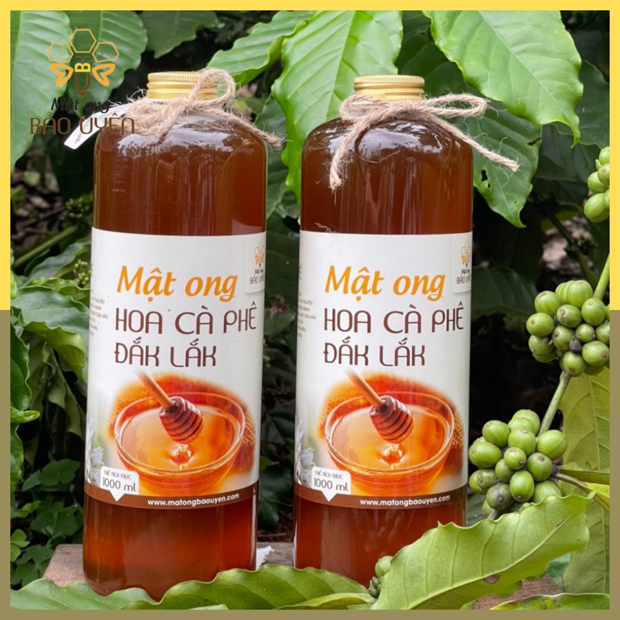 Combo 2 Mật Ong Hoa Cà Phê Nguyên Chất Bảo Uyên Chống Oxy Hóa Tăng Cường Sức Sức Đề Kháng Dung Tích Chai 1 Lít