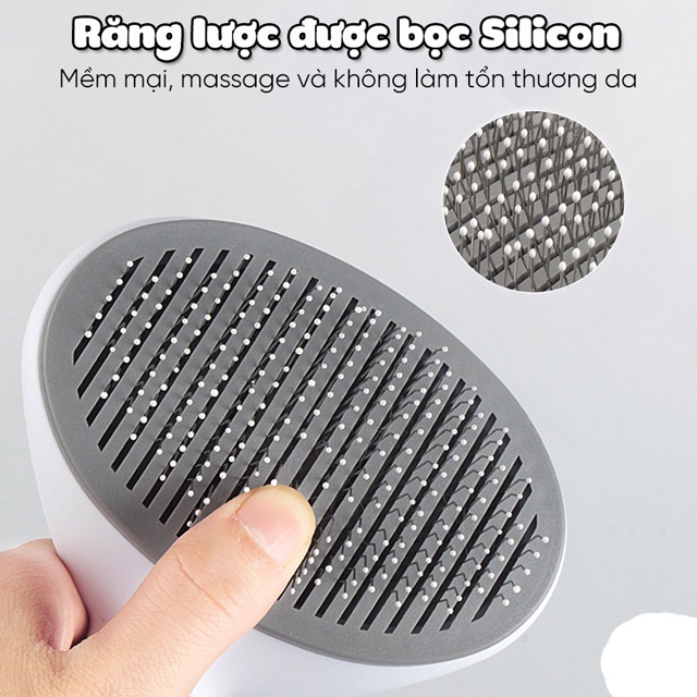 Lược chải lông chó mèo có nút bấm xịn xò lấy lông dễ dàng